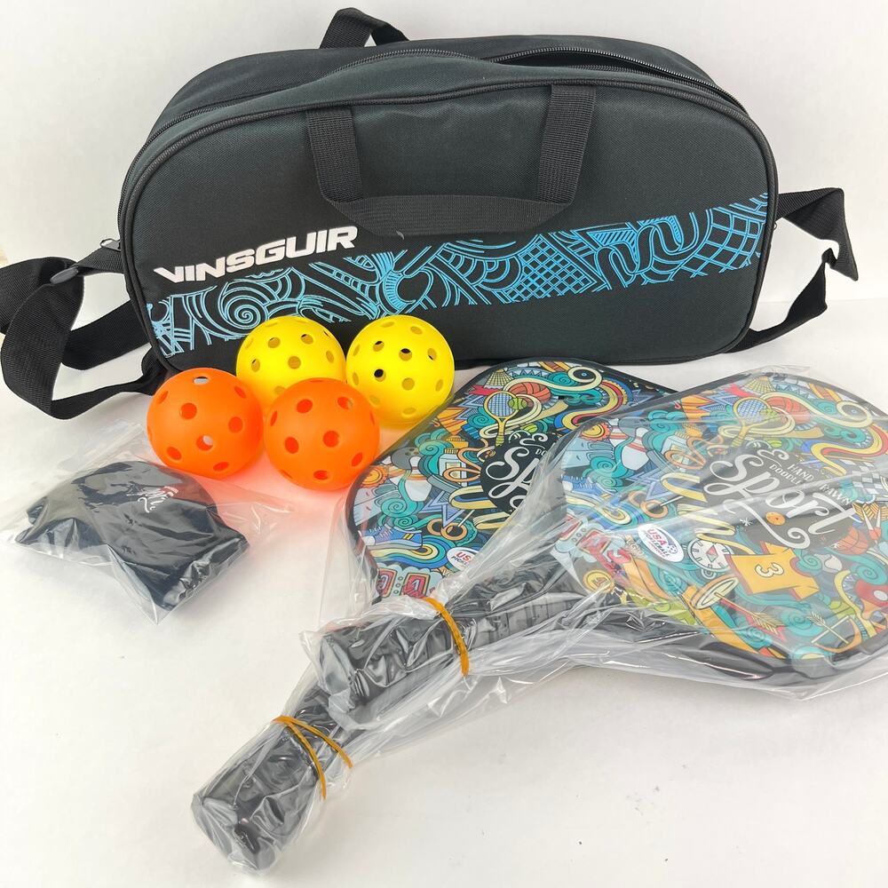 Vinsguir Beginners Pickleball Set Case 2 Paddles 4 Balls